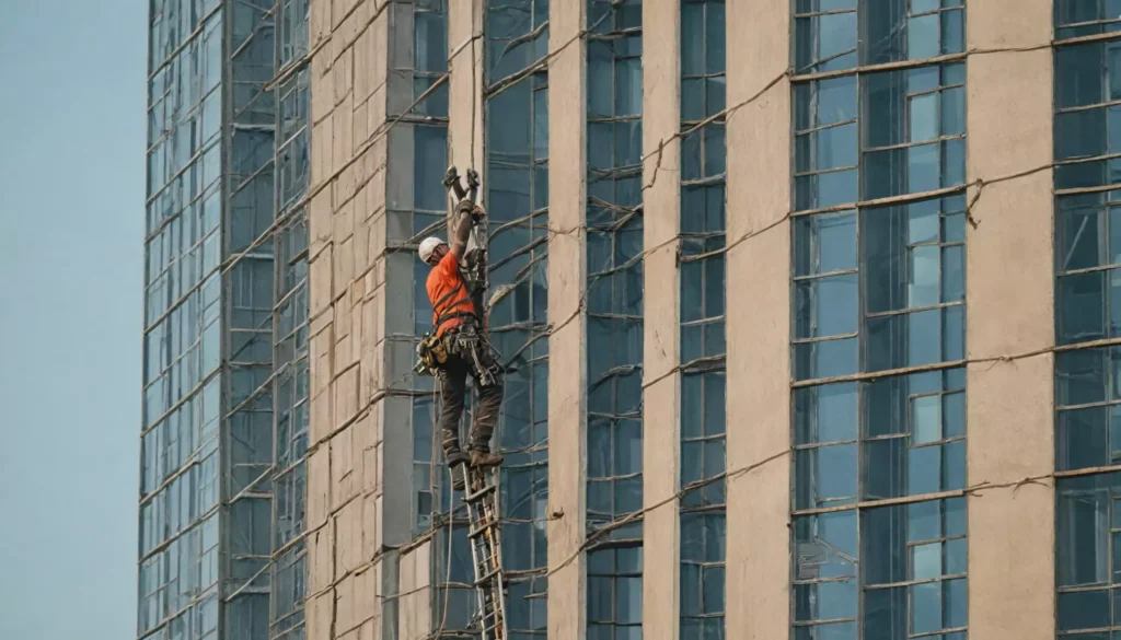Czyszczenie elewacji na wysokości Warszawa — prace alpinistyczne czy podnośnik?
